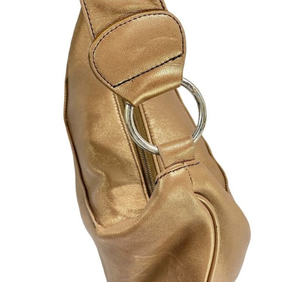 BOLSA Women's Handbag Leather Hobo Gold Baguette - Picture 5 of 14